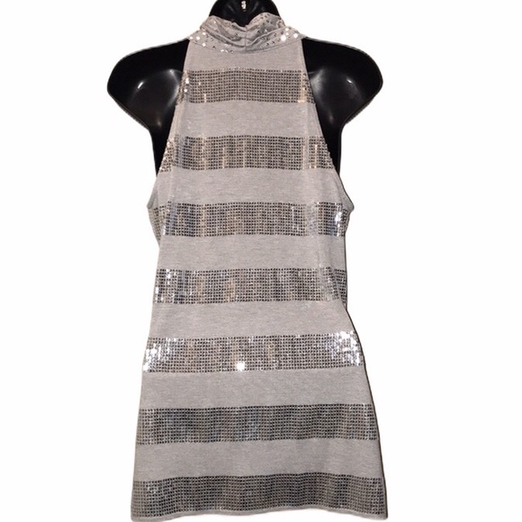 WHBM Dressy Gray/Silver Sequin Cowl Neck Tank Top~ - Picture 5 of 7